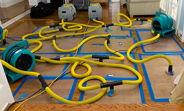 Professional Flood Damage Restoration technician working in North Fairfield, OH